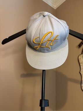 Light tan 'Lit' Embroidered Snapback Hat - Yellow Script